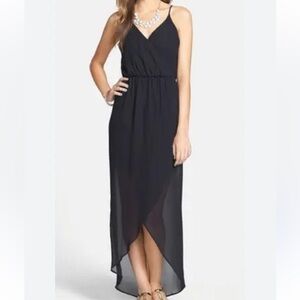 Lush Tulip Hem Maxi Black Dress Size XS